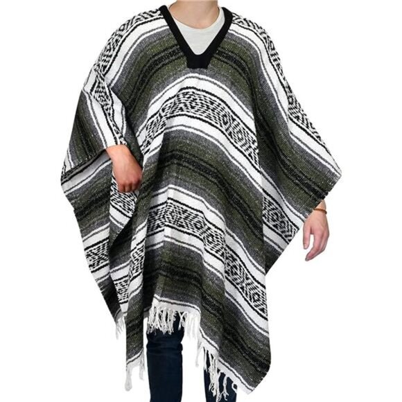 Unisex Poncho 100% Warm And Comfortable Sarapes Mexicanos Winter Coat